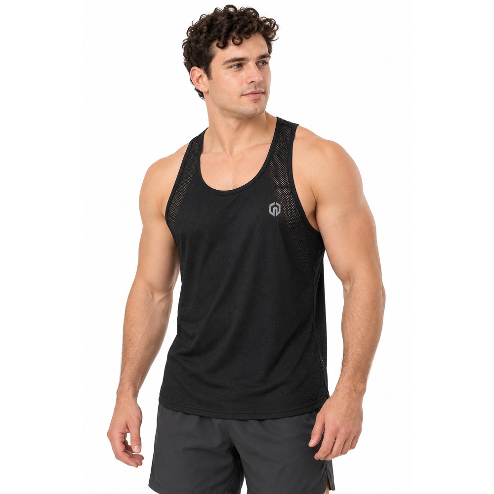 NELEUS Mens XL Black Mesh Racerback Tank Top Gym Workout Training Activewear